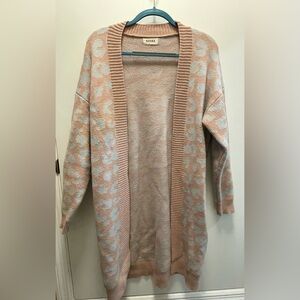 Pink and Light Blue Leopard Cardigan / Medium/Large